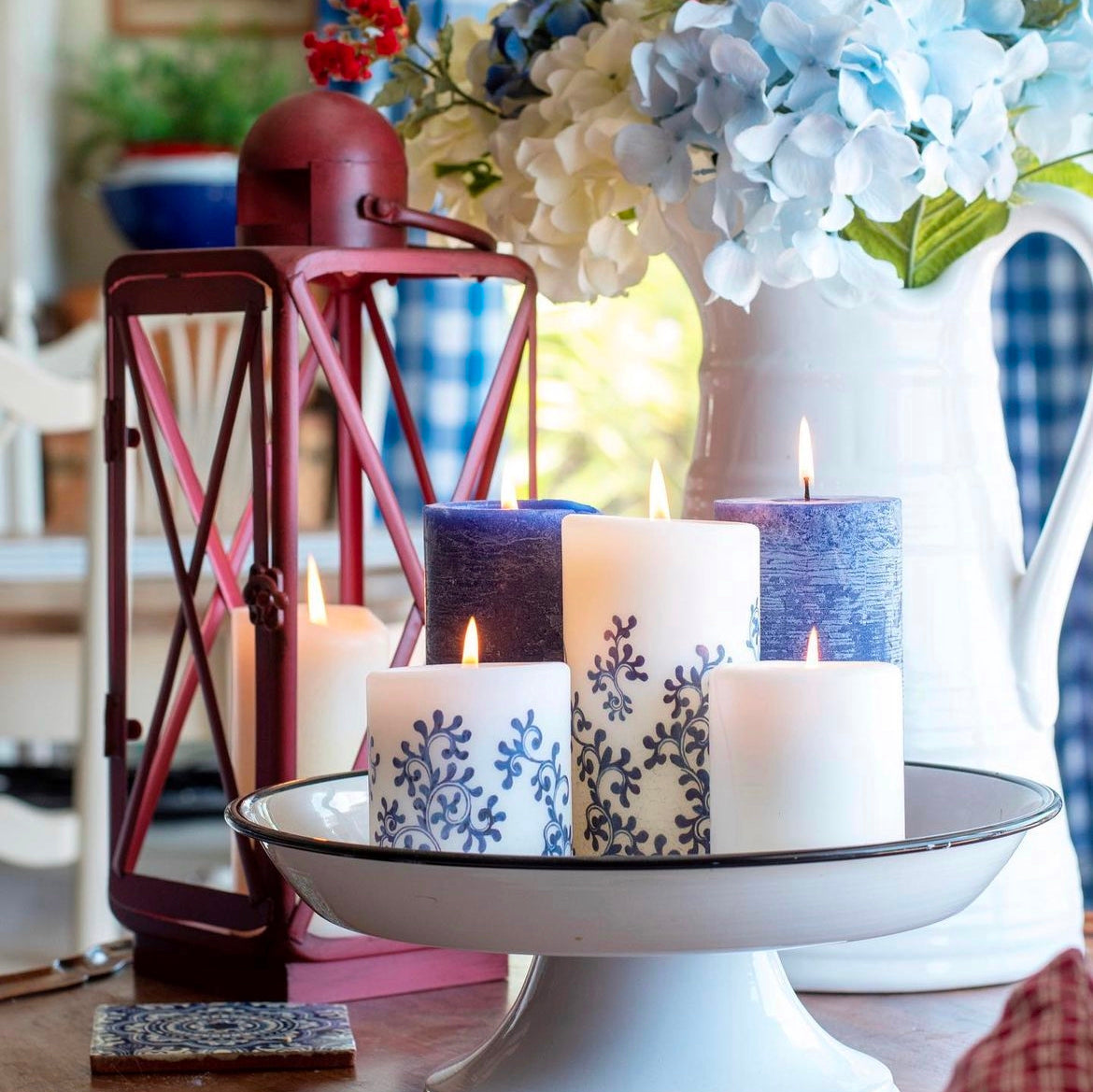 Lucid Candle | Indigo Swirls Pillar Candles