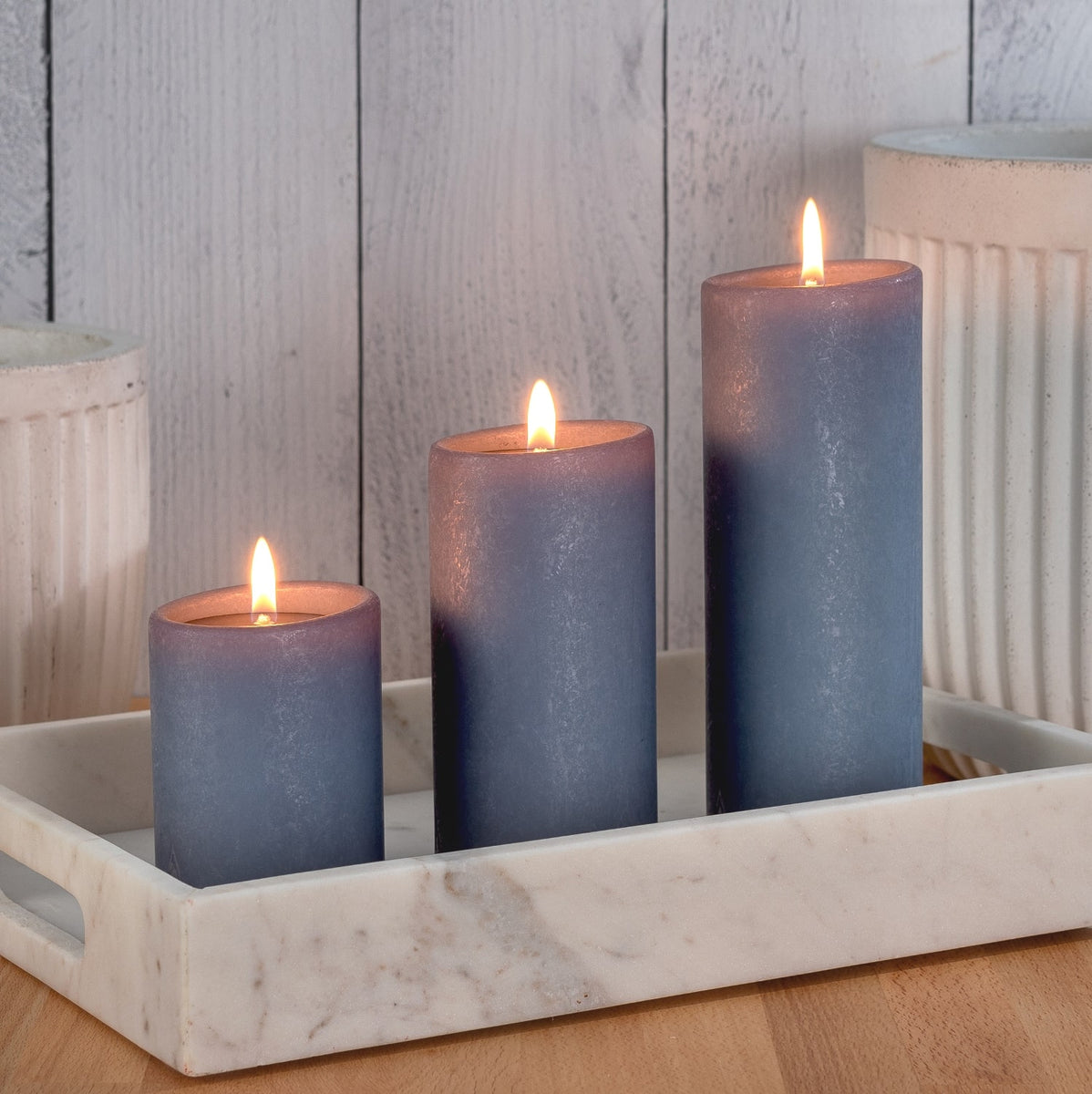 Lucid Candle Slate Blue Pillar Candles