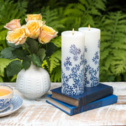 Indigo Swirls Pillar Candles