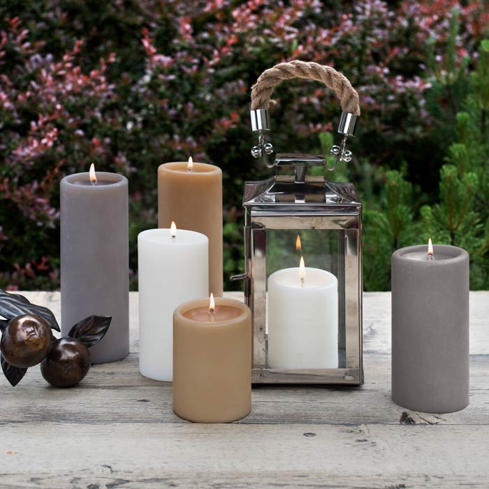 Khaki Pillar Candles