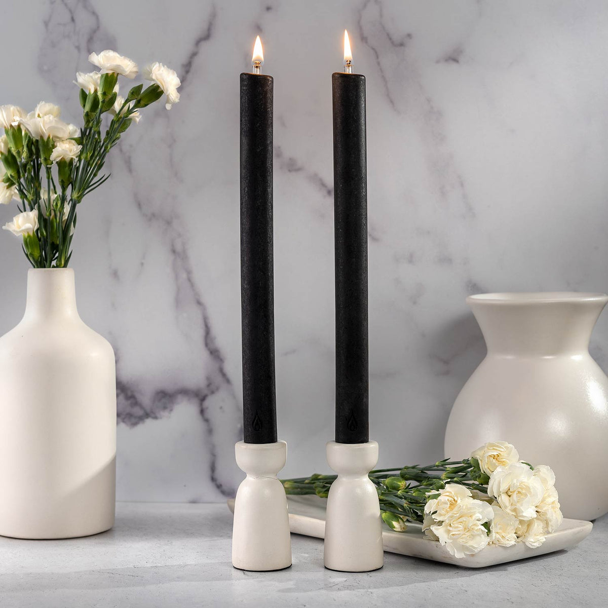 Forever 11" Dinner Candle (black, refillable)