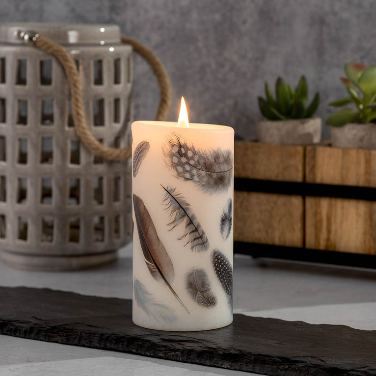 Lucid Candle Feathers Pillar Candle
