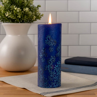 Lucid Candle Indigo on Indigo Swirls 8 Inch Pillar Candle