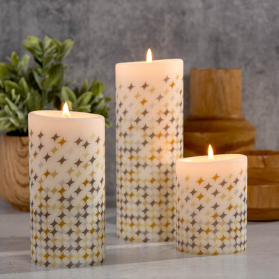 Lucid Candle White on Natural Lace Pillar Candles