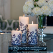 Indigo Swirls Pillar Candles