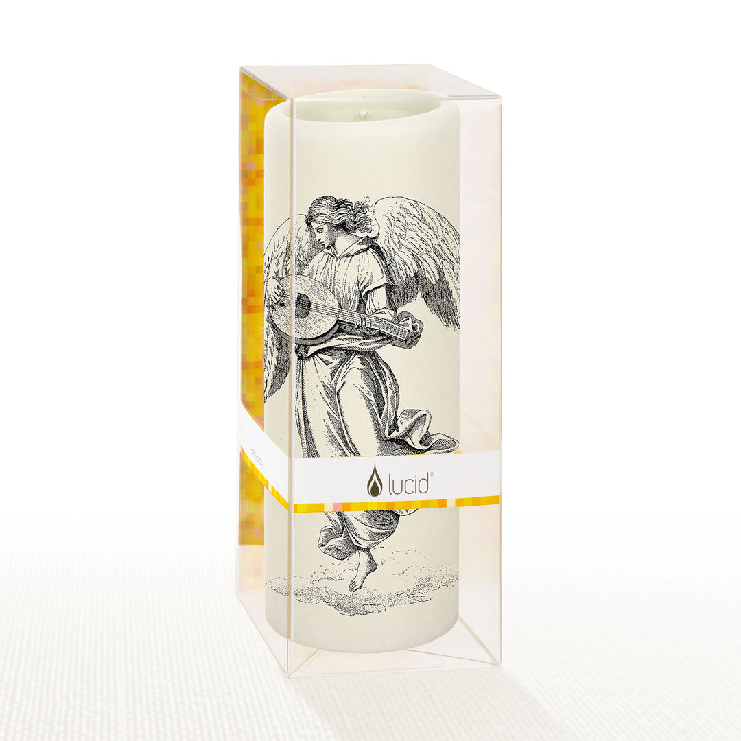 Lucid Candle | Angel w Mandolin 8 Inch Pillar Candle