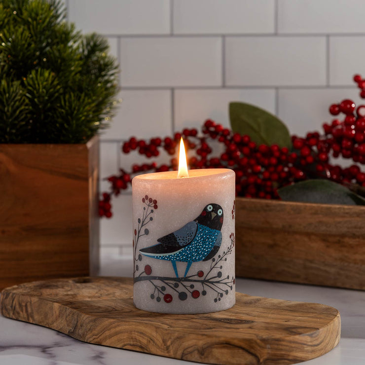 Lucid Candle Blue Bird Pillar Candle